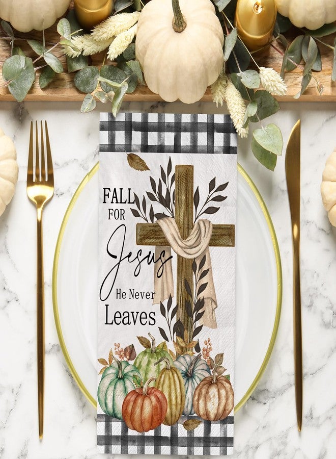AnyDesign 80 Pack Fall Guest Napkins Autumn Pumpkin Cross Disposable Paper Napkins Buffalo Plaids Dinner Hand Napkin for Thanksgiving Home Kitchen Bathroom Party Supplies, 13 x 15.7 Inch - Image 3
